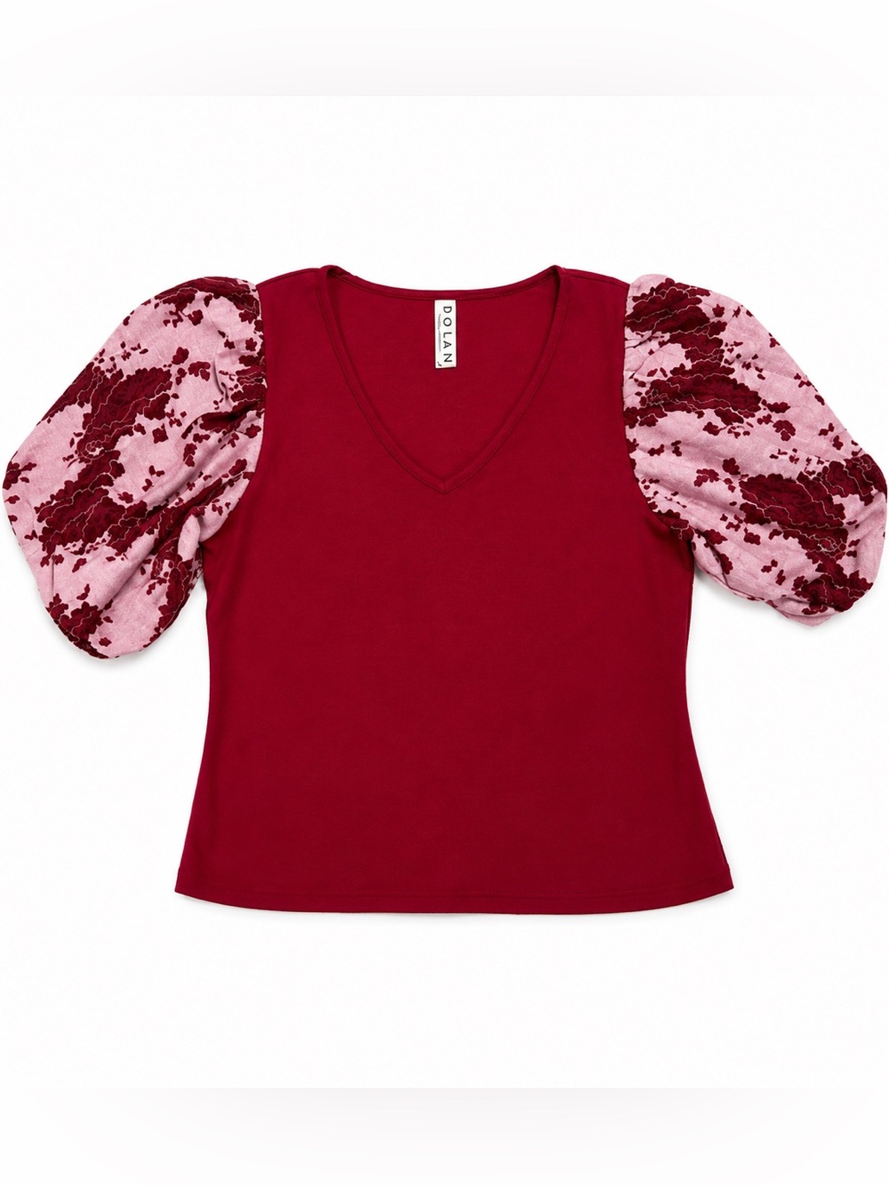 Anthropologie Dolan Lace Puff Sleeve Top size XL red